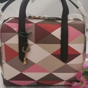 NWT Fossil Sydney Satchel Red Multi